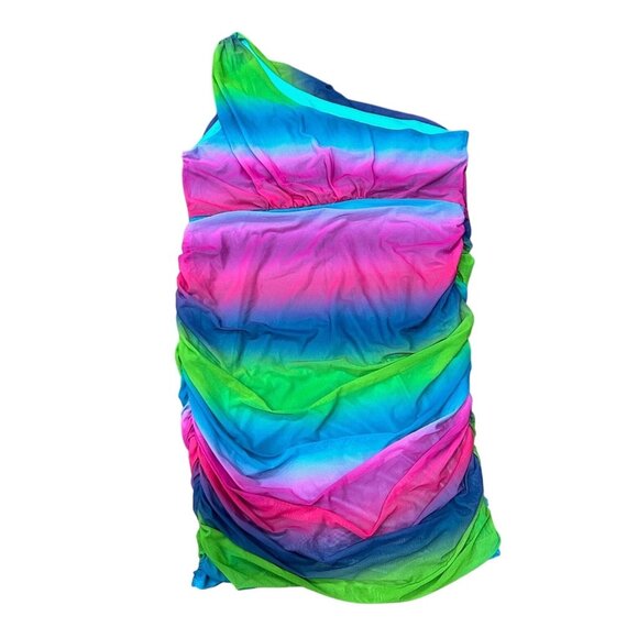 Fashion To Figure Multicolor One-Shoulder Dress Size 3 Polyester Spandex Blend - Picture 2 of 7